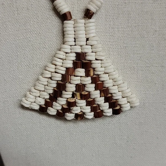 San Bushman Ostrich Shell Brown & Nut Necklace Namibia 18 Inch - Picture 2 of 5